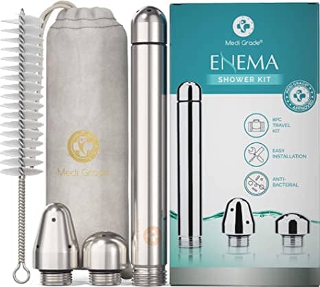 Medi Grade Accessori Enema Kit per Doccia Anale – 4 Pezzi in Alluminio Deluxe per Lavaggio Vaginale e Anale